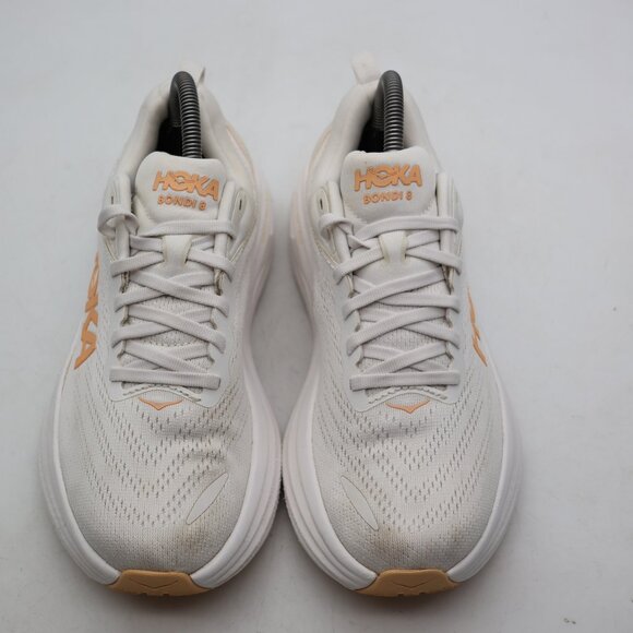 Hoka One One Bondi 8 Women's Size 8 B White Cantaloupe Athletic Running Sneakers - Picture 2 of 11